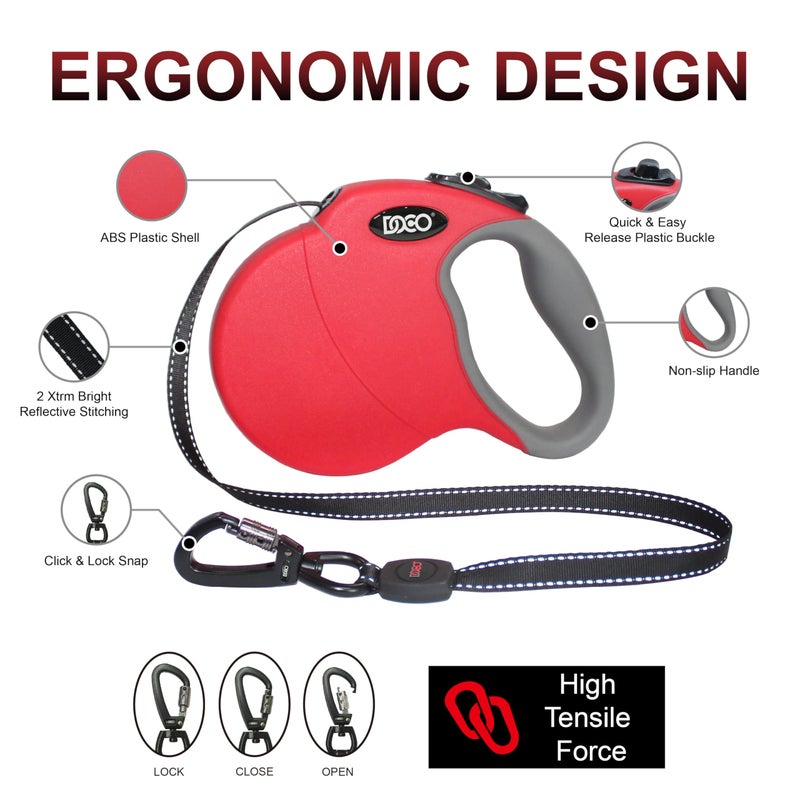 DOCO Dog Leash for Small Dogs - Reflective Rope Lead w/Soft Silicone Grip, Click & Lock Snap Lightweight Leash Dog Leashes, Durable for Walking & Running - Black, Width - 3/8â€, Length - 4FT - Image 5